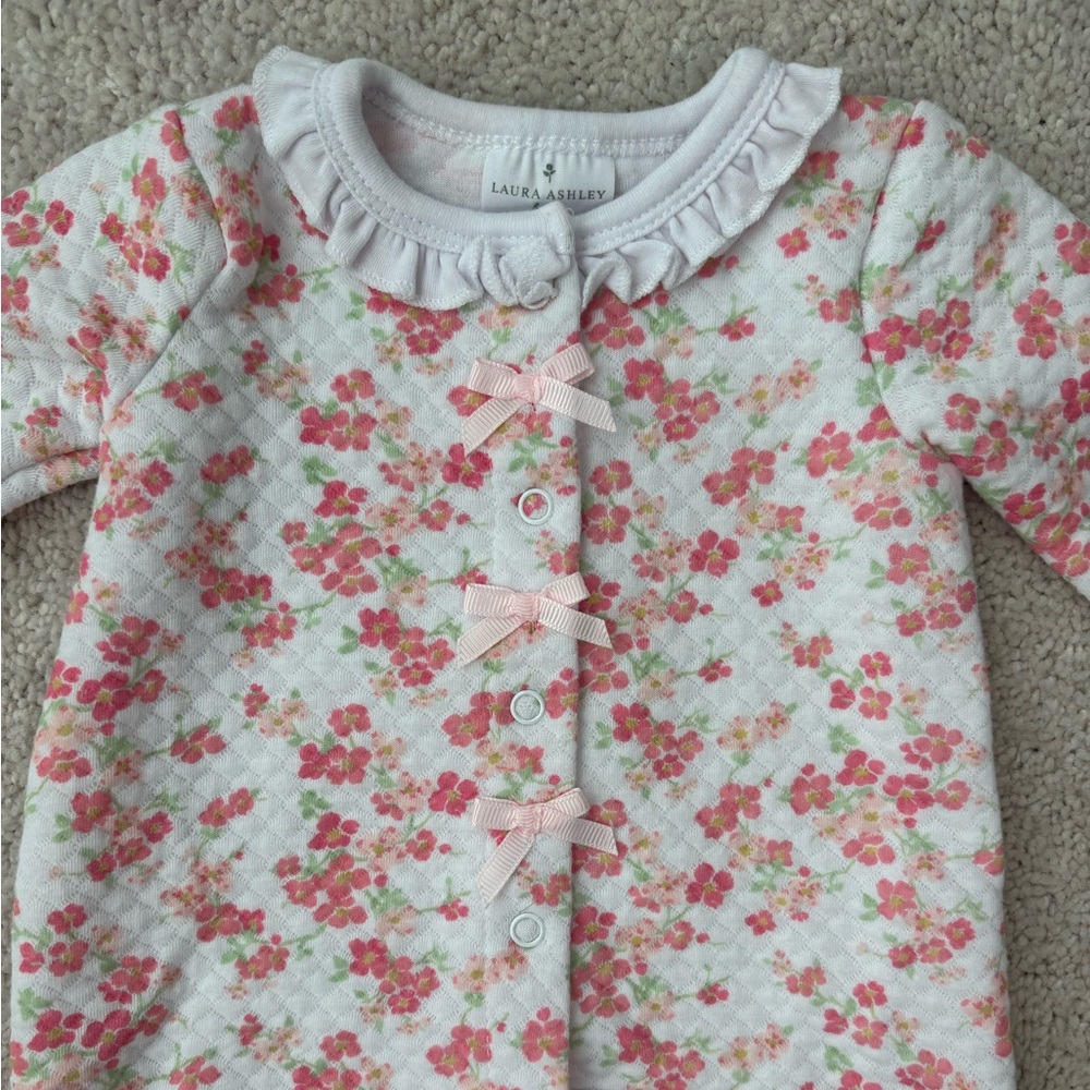 Laura Ashley Pink Floral Footie - Picture 2 of 12